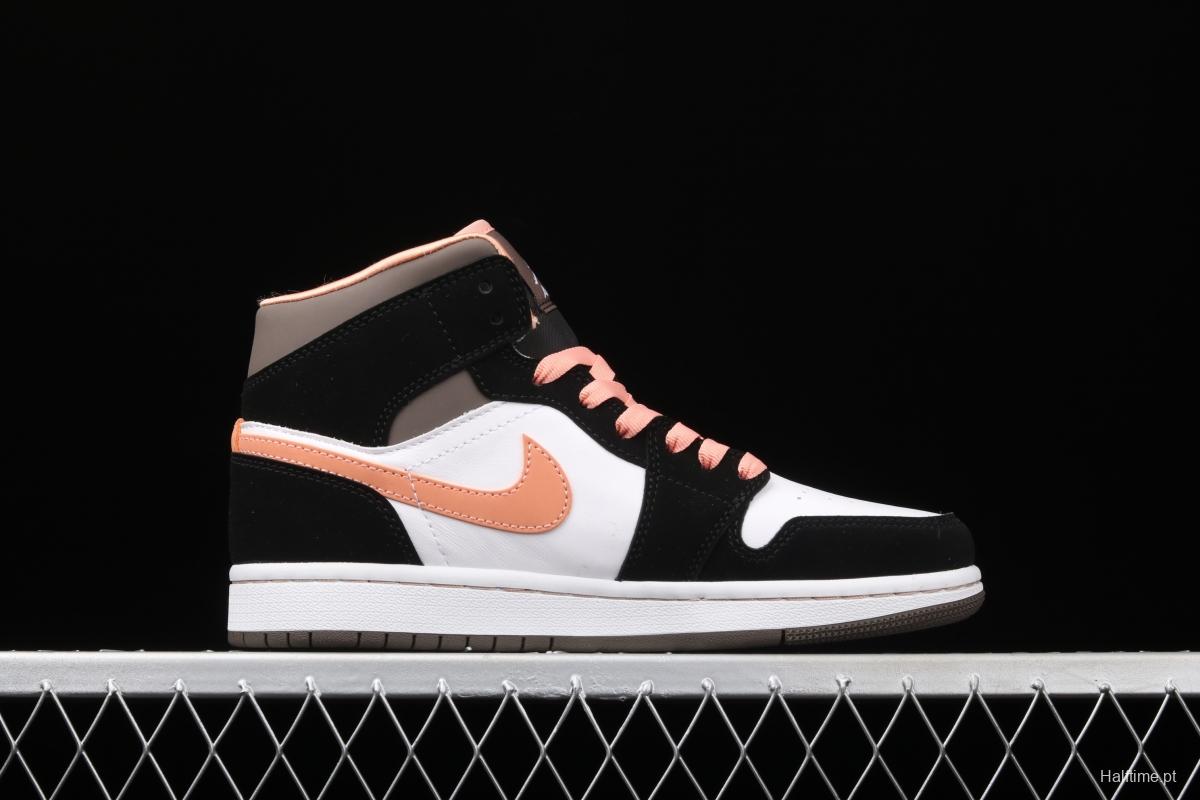 Air Jordan 1 Mid black pink peach goddess festival basketball shoes DH0210-100