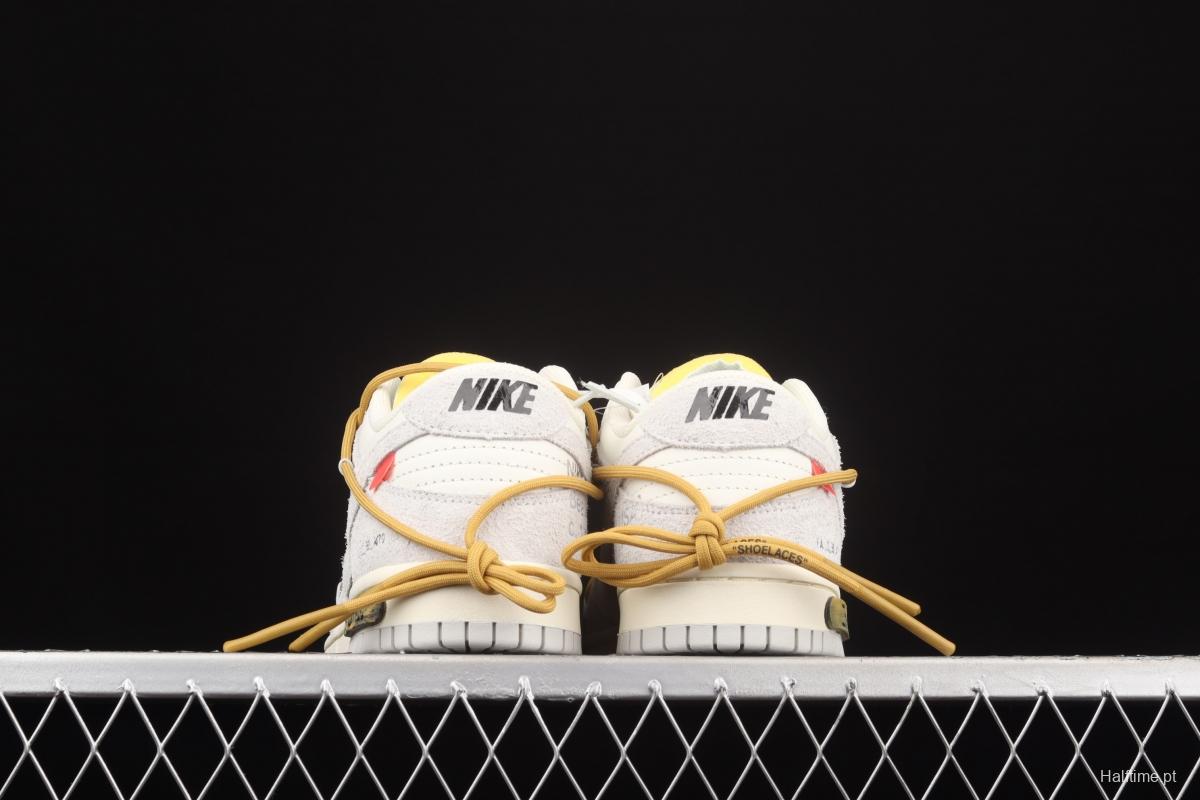 OFF-White x NIKE DUNK Low 12 of 50 OW suede SB buckle rebound fashion casual board shoes DJ0950-105