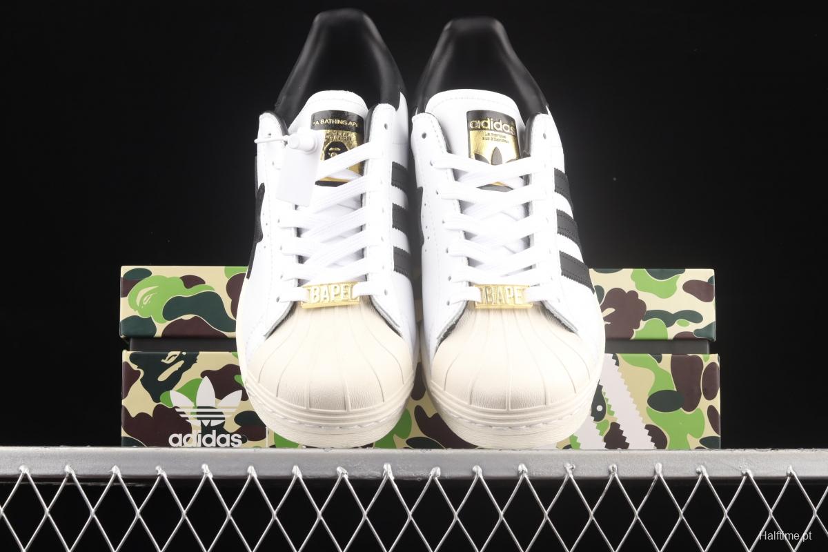 BAPE x Adidas Superstar 80s GZ8980 Darth ape-man co-named shell full head casual board shoes