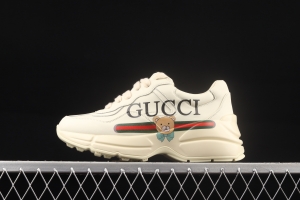 Gucci Rhyton Vintage Trainer Sneaker Gucci daddy 5D leather horn retro jogging daddy shoes DRW009522