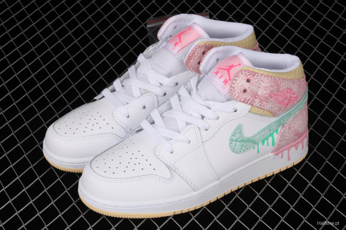 Air Jordan 1 Mid GS Ice Cream Bang Basketball shoes DD1666