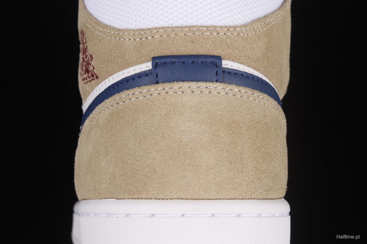 Air Jordan 1 Mid linen cream cultural basketball shoes DO6726-100