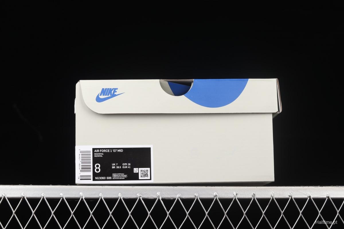 Uninterrupted x NIKE Air Forece 1107Mid MORE THAN Mibao Blue signature graffiti to help Mantianxing 3M reflective leisure board shoes NU3060-686