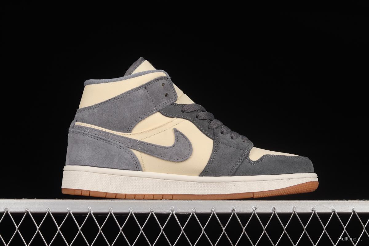 Air Jordan 1 Mid rice gray coconut milk mid-top basketball shoes DN4281-100