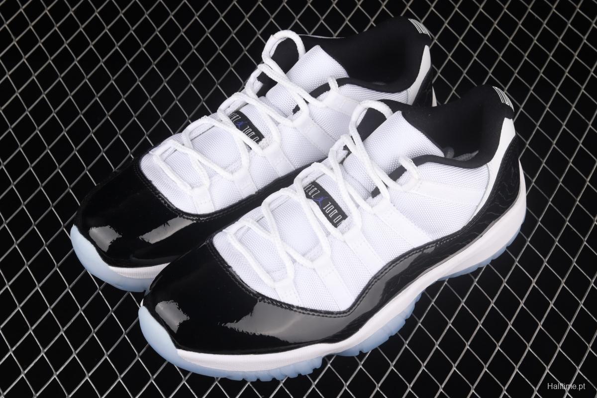 Air Jordan 11 Low Concord 1 kangkou white and black original standard real carbon fiber low top basketball shoes 528895-153