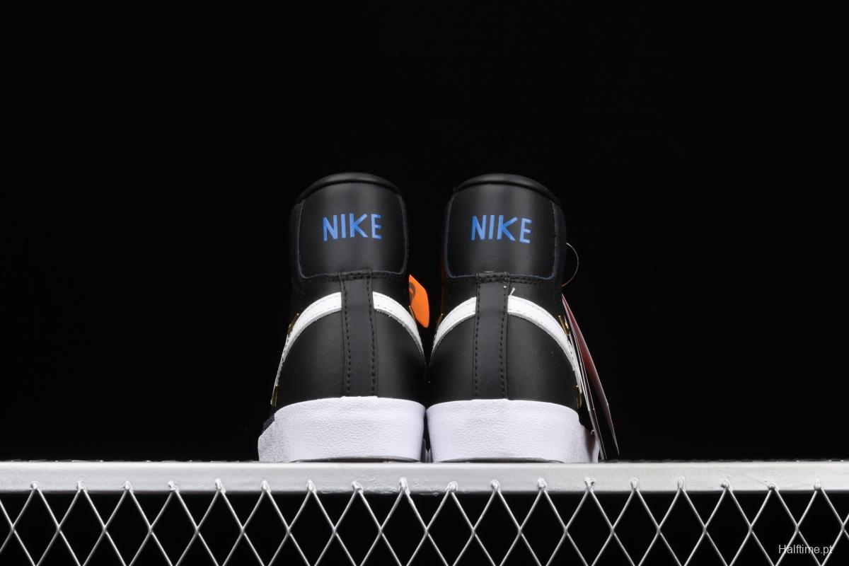 NIKE Blazer Mid'77 SE Chrome Luxe black-and-white gold standard Trail Blazers high-top casual board shoes CZ4627-001