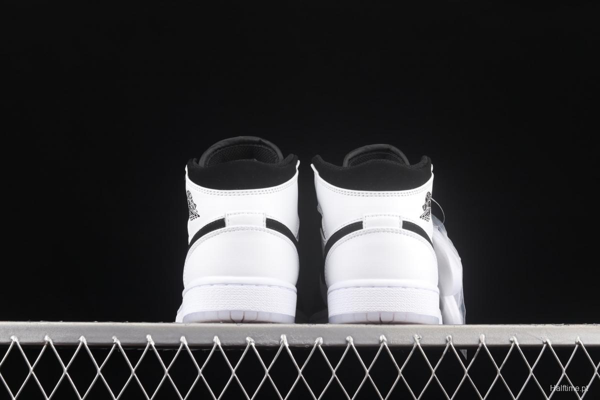 Air Jordan 1 Mid Diamond Shorts pearlescent white and black panda DH6933-100