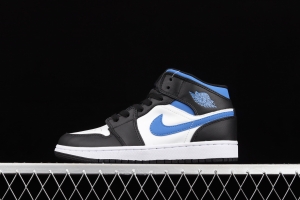 Air Jordan 1 Mid black, white and blue panda cultural basketball shoes 554725-140