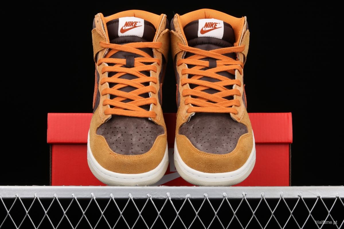 NIKE SB DUNK Hight Dark Russet dirty orange high-top leisure sports skateboard shoes DD1401-200