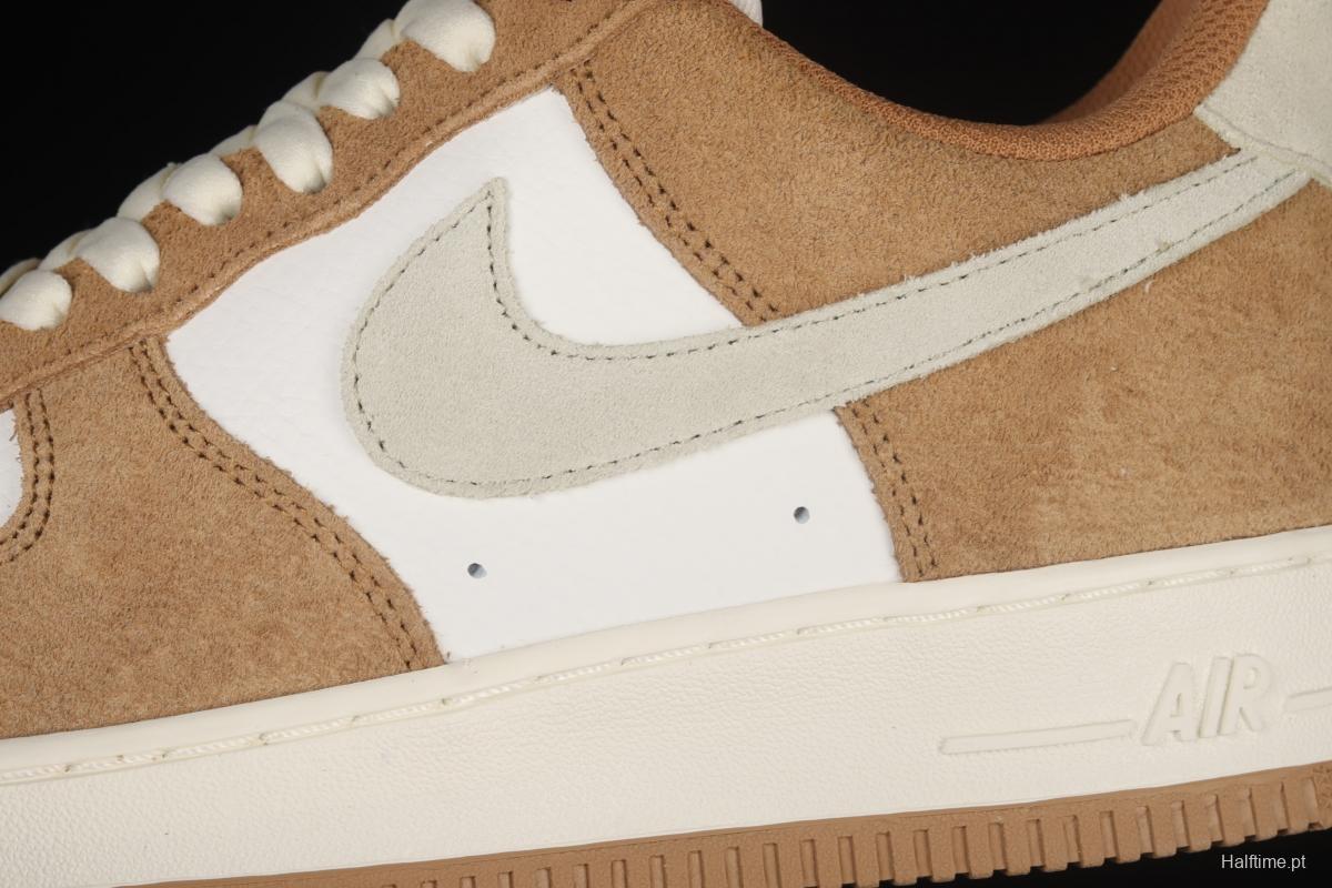 NIKE Air Force 1o07 Low white brown wheat low-top casual board shoes BQ8988-104