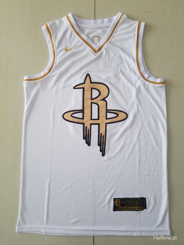 James Harden 13 White Golden Edition Jersey