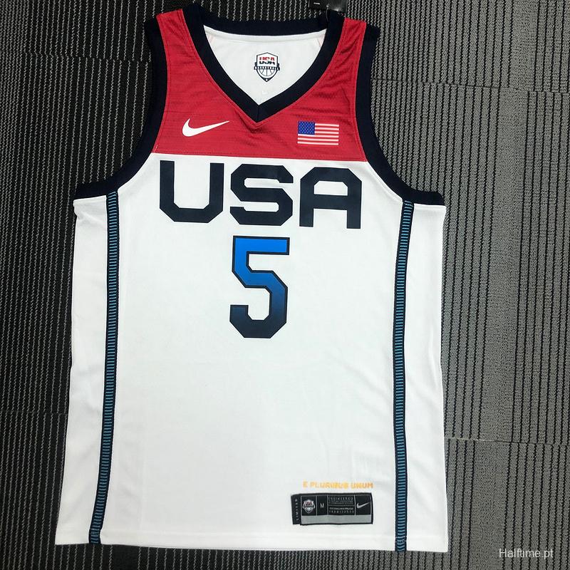 Thai Version Men's Zach LaVine White USA Basketball Player Jersey