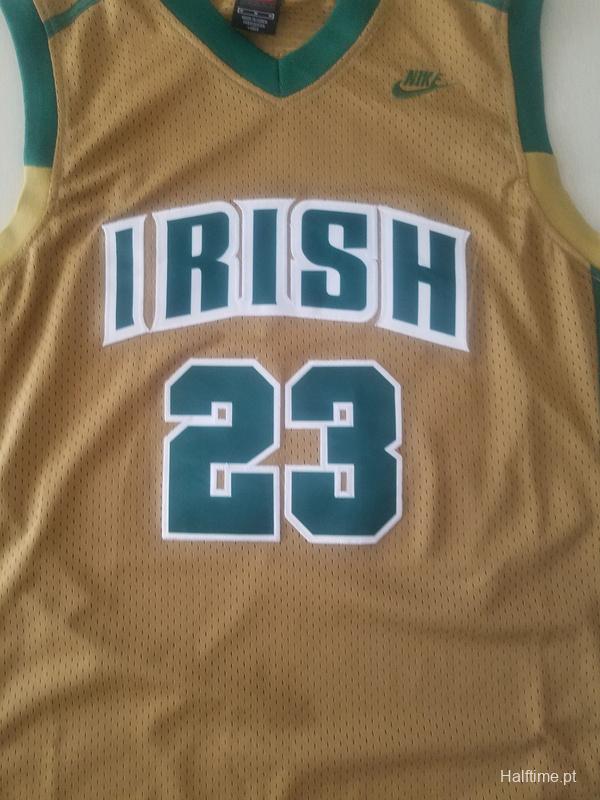 LeBron James 23 Irish High School Yellow Basketball Jersey