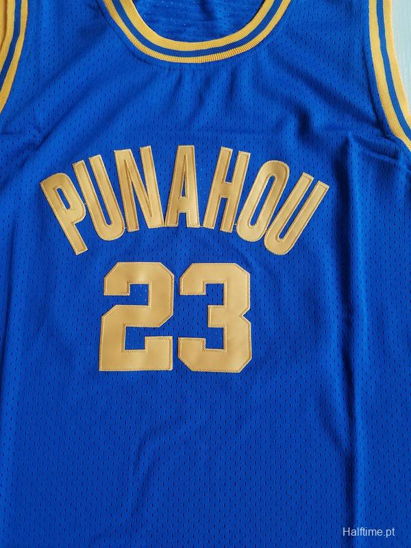 EJ Barack Obama 23 Punahou High Blue Basketbal Jersey