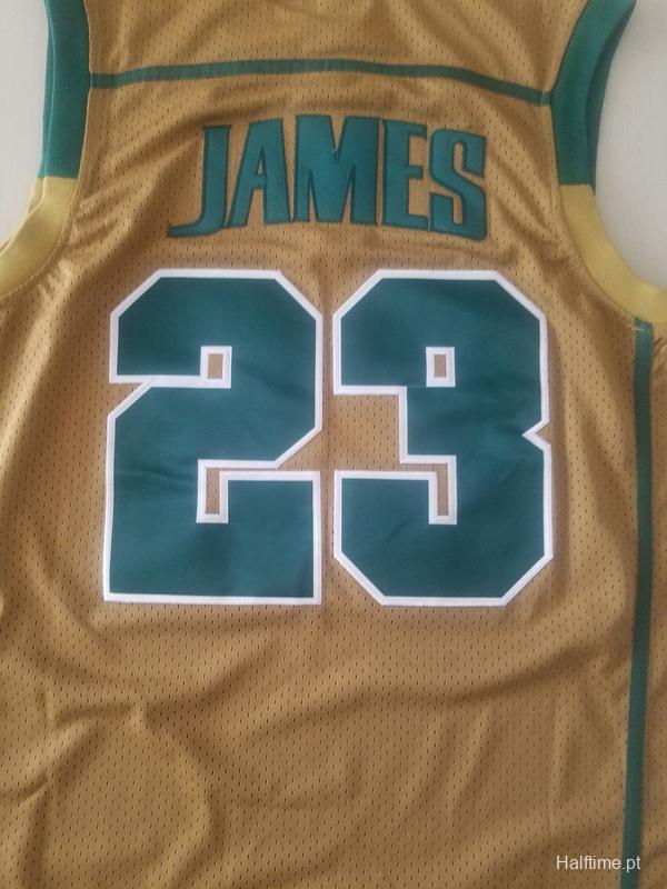 LeBron James 23 Irish High School Yellow Basketball Jersey