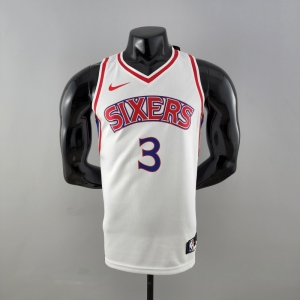 Rookie Philadelphia 76ers Iverson #3 White NBA Jersey 