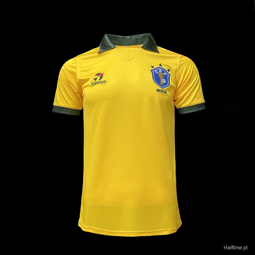 Retro 1988 Brazil Home Soccer Jersey