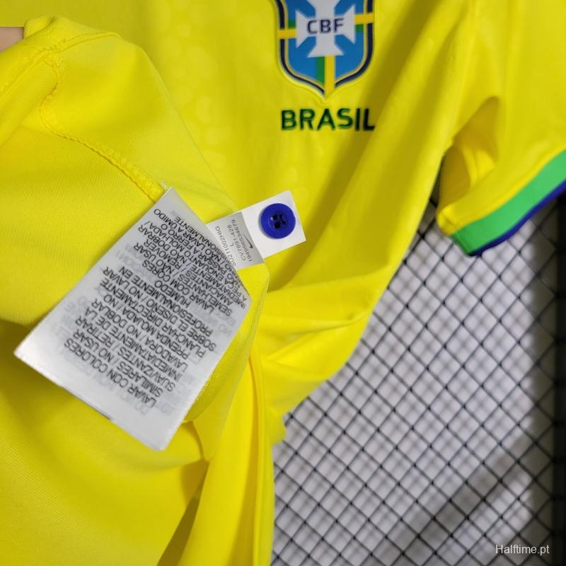 2022 Brazil Home National Team World Cup Soccer Jersey With Special Dragon Namesets