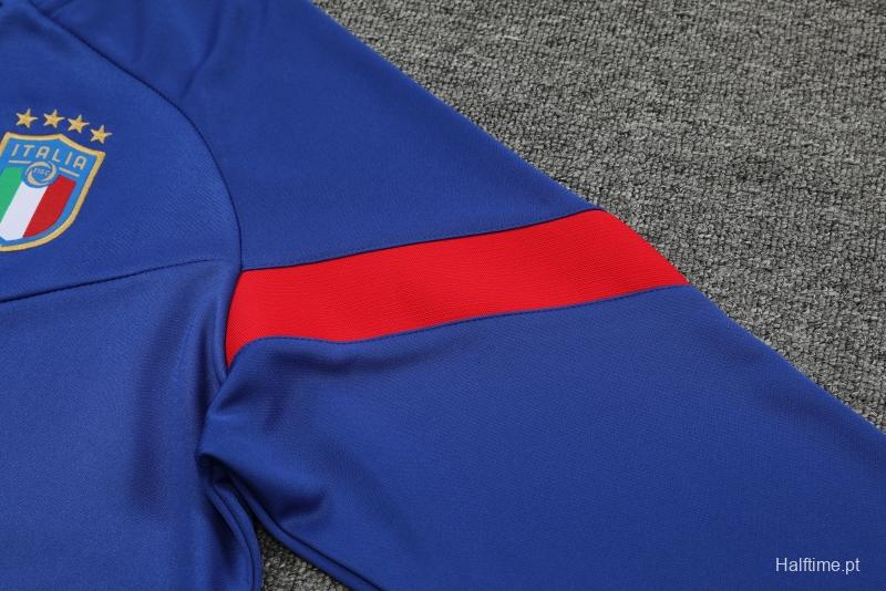 2022 Italy Blue Half Zipper Tracksuit