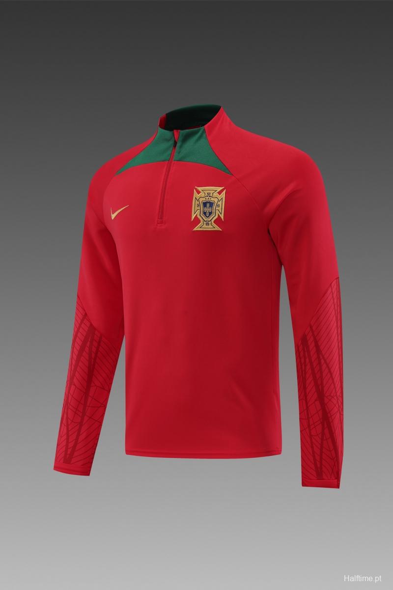 2022 Portugal Red Half Zipper Tracksuit