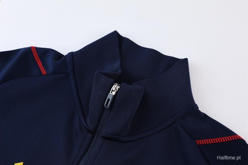 2022 Spain Navy Full Zipper Tracksuit