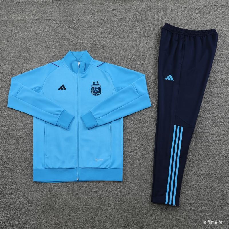 2022 Argentina Blue Full Zipper Tracksuit