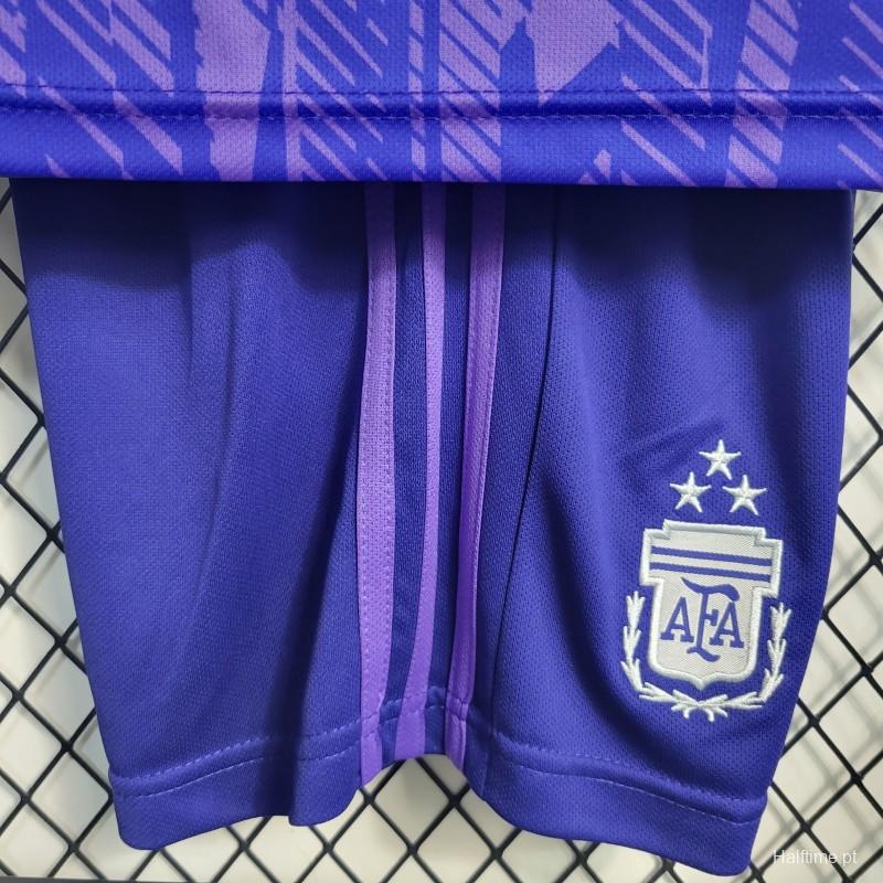 3-Stars 2023 Kids Argentina Away Purple Jersey