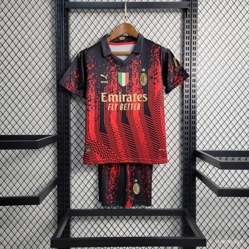 23-24 Kids AC Milan Forth Black/Red Jersey