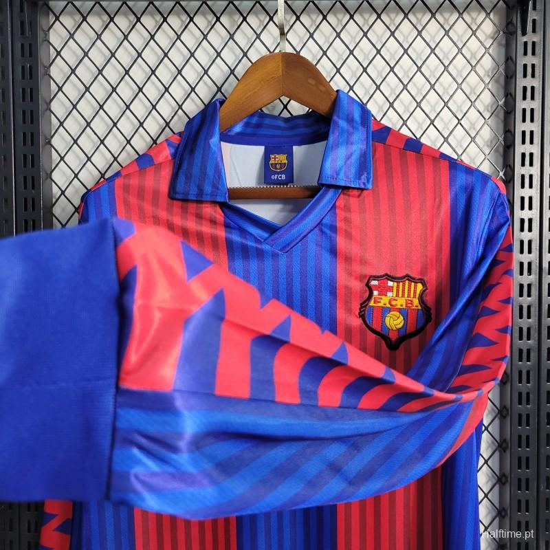 Retro 91 92 Barcelona Home Long Sleeve Jersey Halftime