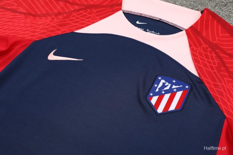 23-24 Atletico Madrid Navy Red Short Sleeve+Shorts