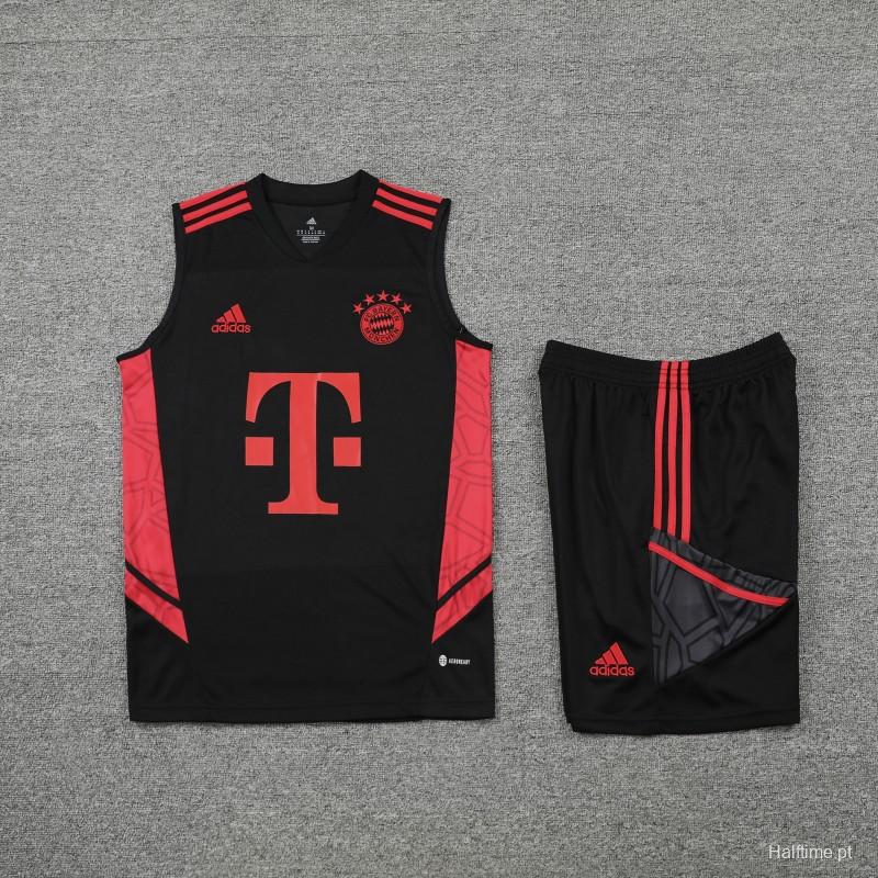 23-24 Bayern Munich Black Red Vest Jersey+Shorts