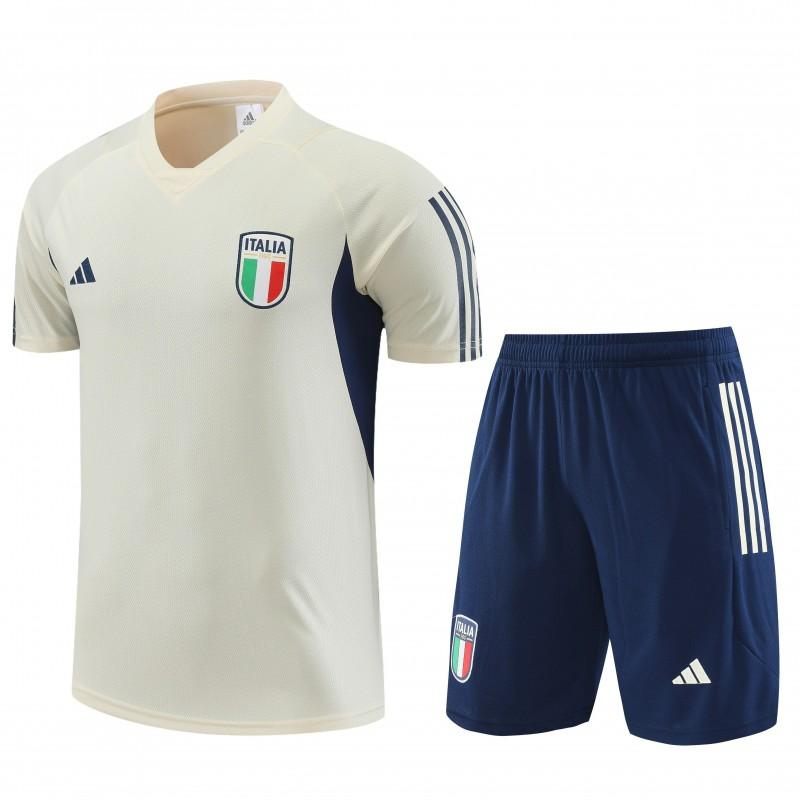 2023 Italy Light Yellow Short Sleeve+Shorts