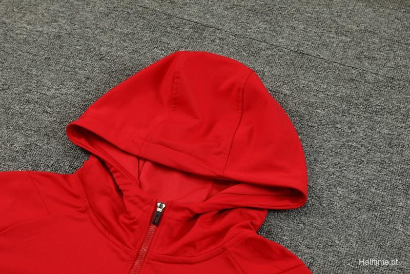 23/24 Arsenal Red Hoodie Half Zipper Jacket+ Pants