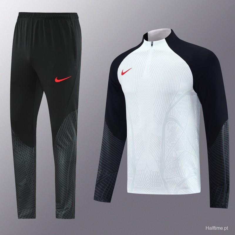 2024 Nike White/Black Half Zipper Jacket+Pants