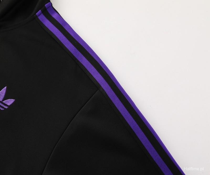 24/25 Adidas Original Black/Purple Full Zipper Jacket +Long Pants