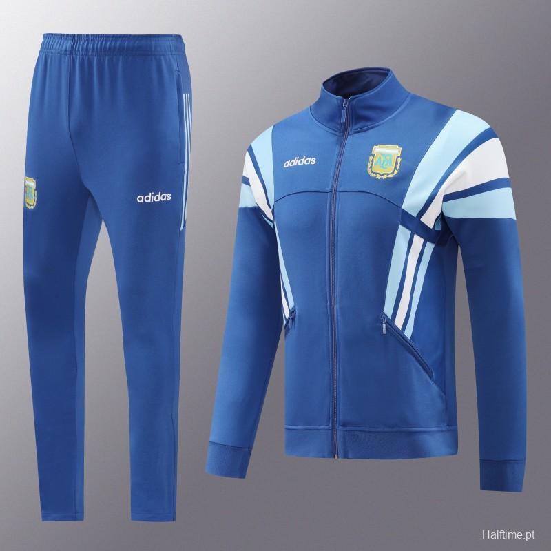 2024 Argentina Blue Full Zipper Jacket +Long Pants