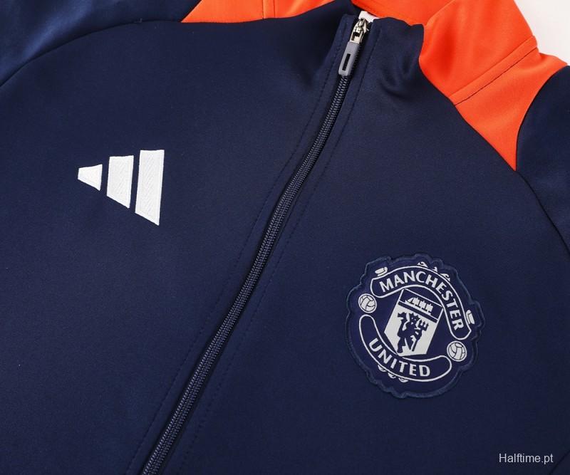 24/25 Manchester United Navy/Orange Full Zipper Jacket +Long Pants