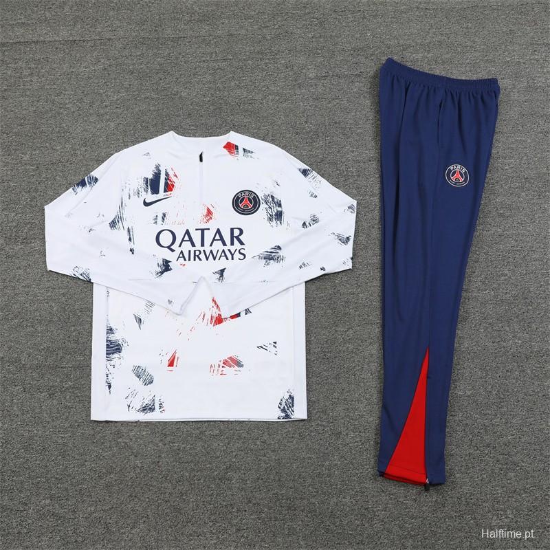 24/25 PSG White Camouflage Navy Half Zipper Jacket+Long Pants