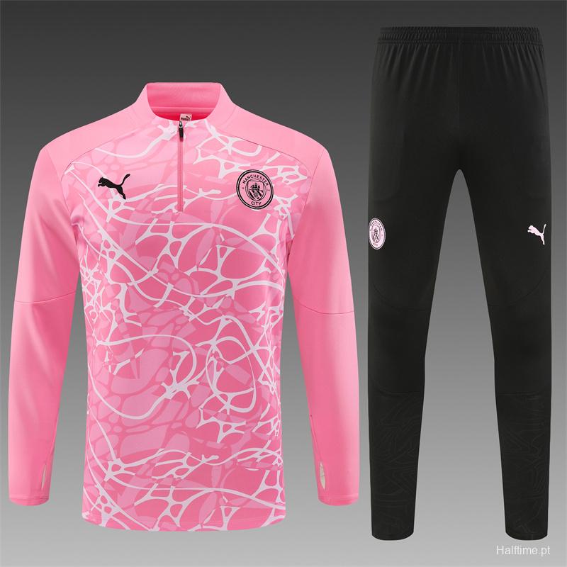 24/25 Manchester City Pink Half Zipper Jacket+Long Pants