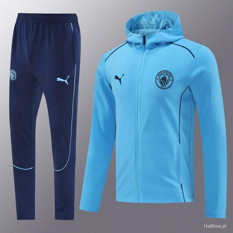 24/25 Manchester United Skyblue Full Zipper Jacket +Long Pants