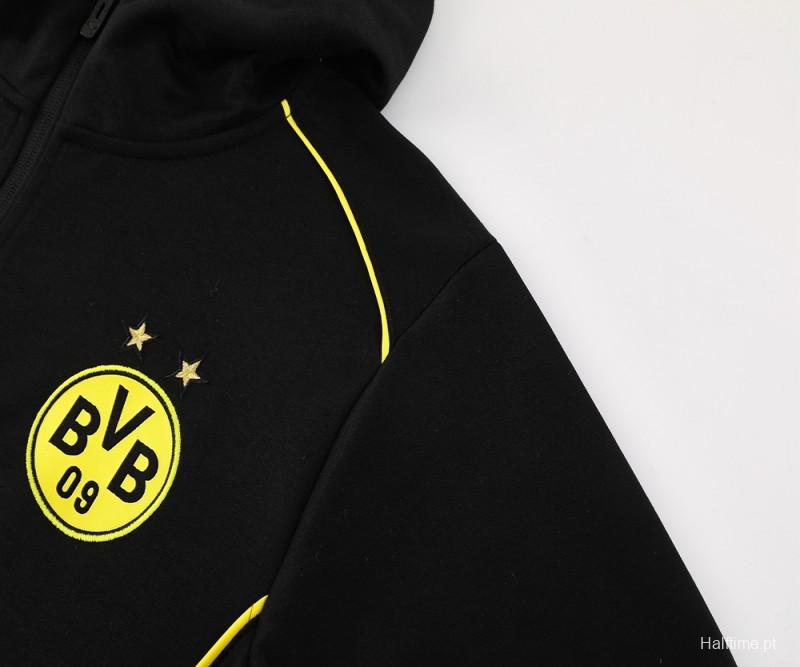 24/25 Borussia Dortmund Black Hoodie Full Zipper Jacket +Long Pants