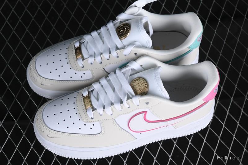 Nike Air Force 1 '07 Low Grey White Pink Casual Sneakers - HM3694-011