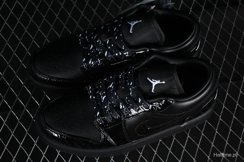 Nike Air Jordan 1 Low "Black Croc" Casual Sneakers with Crocodile-Embossed Leather - HJ7743-010