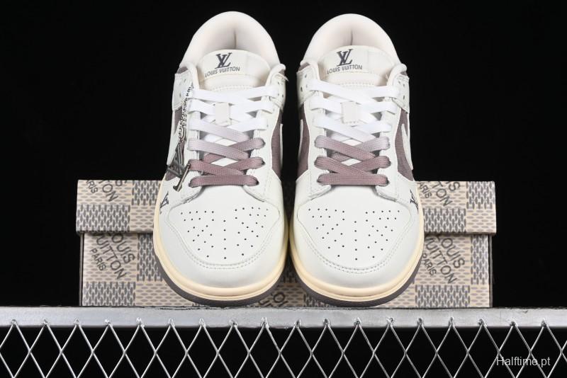 Nike SB Dunk Low LV Collaboration - Denim Patchwork Anniversary High-End Custom Low-Top Casual Sneakers - JH8310-956