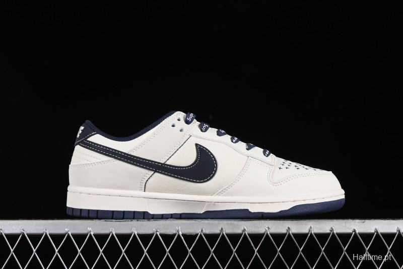 Nike SB Dunk Low Supreme Collaboration - Dark Blue Canvas Anniversary High-End Custom Low-Top Casual Skate Shoes - BB6698-511