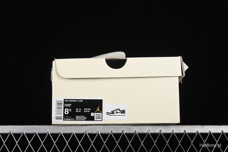Nike Air Jordan 1 Low AJ1 x Violent Bear Collaboration - Black Beige Mark Line Custom Retro Basketball Shoes - SJ9950-013