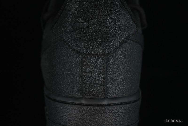 Nike Air Force 1 '07 Low Cleanfit High Street Retro Style All Black Star-Studded Diamond Accents Lace-Up Low-Top Casual Sneakers - ZH0316-030