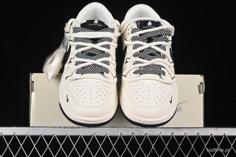 Nike SB Dunk Low Violent Bear Series - Lace-Up Beige with Black Swoosh Anniversary High-End Custom Low-Top Casual Sneakers - SJ2068-291