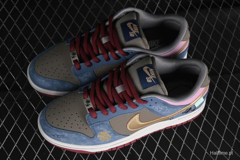 Nike Dunk Low Retro Deconstructed Casual Sneakers with Black Myth Wukong Theme Cloud Dragon Pattern - WK0820-001