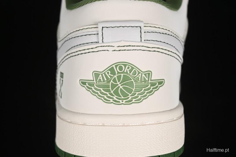 Nike Air Jordan 1 Low OFF-WHITE Collaboration - Retro Basketball Shoes with Beige Green Stitching - CF3688-021